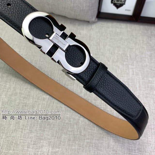菲拉格慕男士皮帶 Ferragamo雙面牛皮紋理腰帶  jjp1918